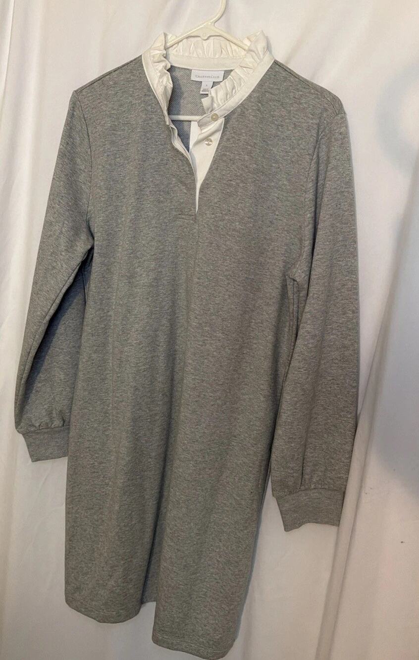 Charter Club Gray Sweatshirt Dress Women's Size Large New